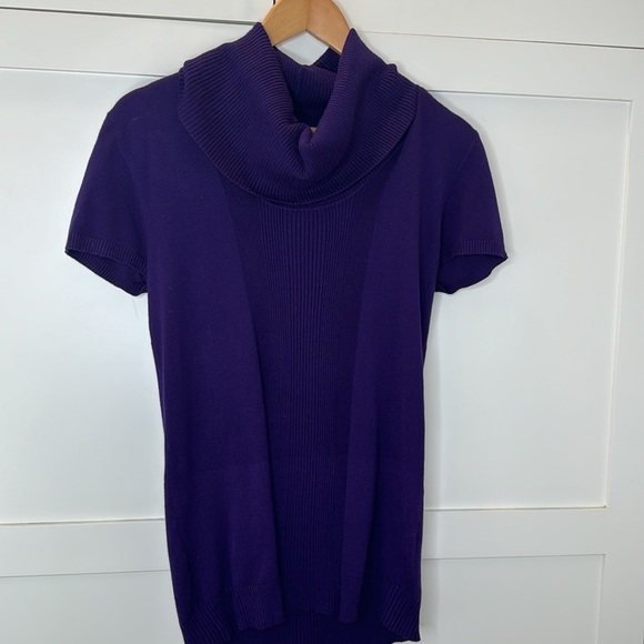 Dress barn purple turtleneck short sleeve sweater size Large - Picture 2 of 7
